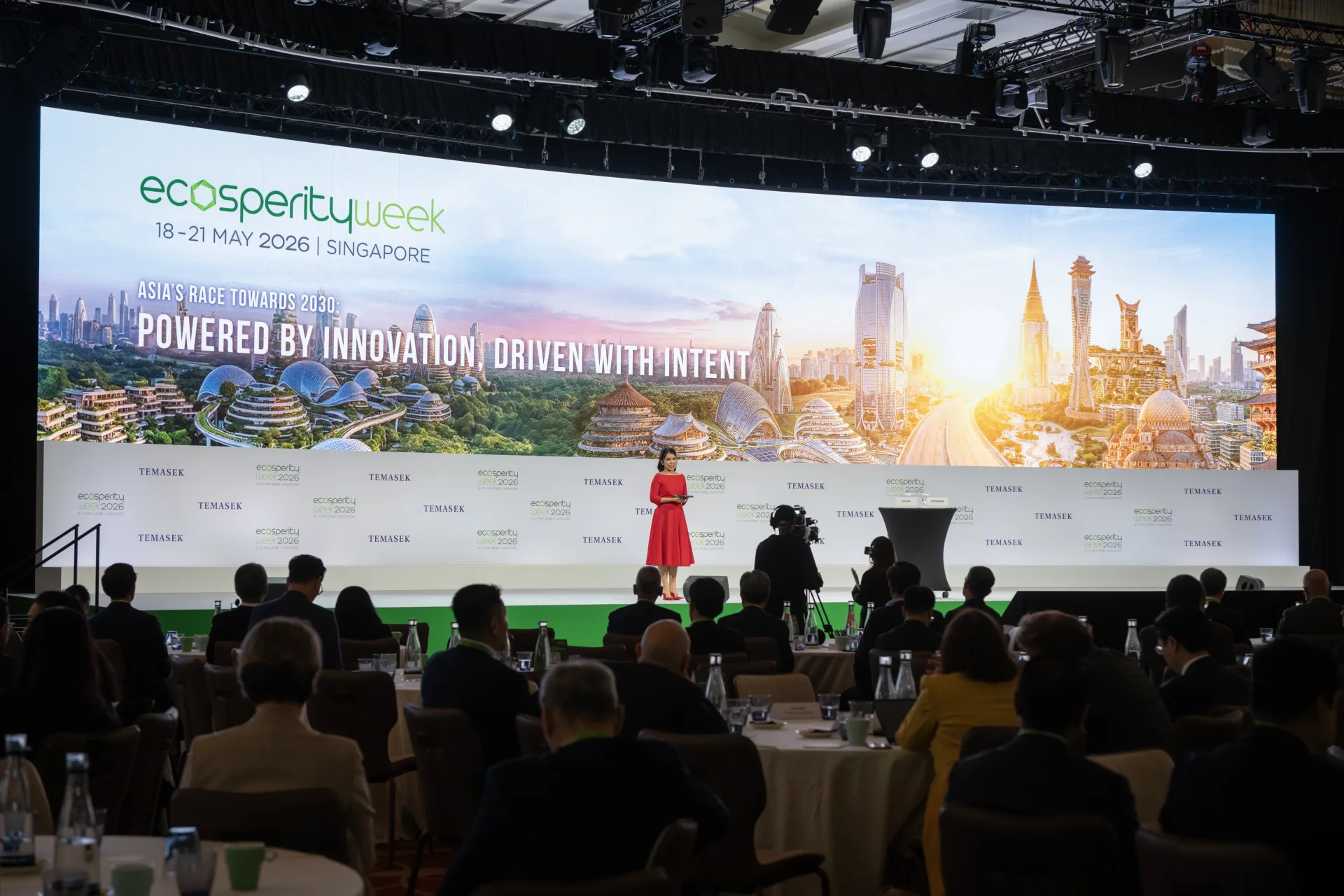 Emcee on the main stage at Ecosperity Week 2026