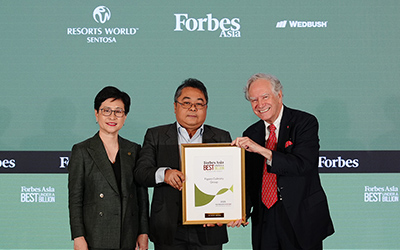 THE FASTEST GROWING (L-R) Lee Shi Ruh, President & COO, Genting Singapore, CEO, Resorts World Sentosa; Jose Petronio D. Español III, CFO, Figaro Culinary Group; Christopher Forbes, Vice Chairman, Forbes Media