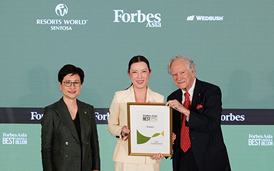 (L-R) Lee Shi Ruh, President & COO, Genting Singapore, CEO, Resorts World Sentosa; Piyajit Ruckariyapong, CEO, Sappe; Christopher Forbes, Vice Chairman, Forbes Media