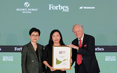 (L-R) Lee Shi Ruh, President & COO, Genting Singapore, CEO, Resorts World Sentosa; Jenti Widjaja, CFO, Dharma Satya Nusantara; Christopher Forbes, Vice Chairman, Forbes Media