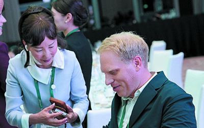 (L-R) Jane Sun, CEO, Trip.com Group; Magnus Grimeland, Founder & CEO, Antler