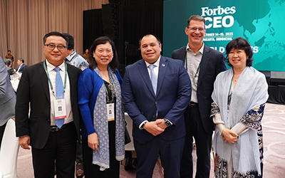 (L-R) Zhang Ya-Qin, Chair Professor & Dean, Tsinghua University; Michelle Liem, Chair & CEO, Nuri Holdings (S); Pandu Patria Sjahrir, Chief Investment Officer, Danantara Indonesia; George Raymond Zage III, Founder & CEO, Tiga Investments; Cherie Nursalim, Vice Chairman, Giti Group