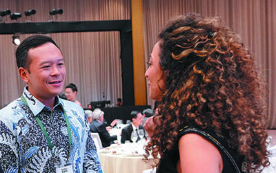 (L-R) Edward Tirtanata, Cofounder & Group CEO, Kopi Kenangan; Rana Wehbe Watson, Editorial Director, Forbes Asia