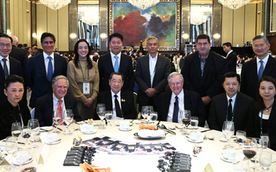 (L-R) Front Row: Varnnee Chearavanont Ross, Founder, Director, Concordian International School; Christopher Forbes; Dhanin Chearavanont, Senior Chairman, Charoen Pokphand Group; Steve Forbes; Suphachai Chearavanont, CEO, Charoen Pokphand Group, Chairman of the Executive Committee, True Corporation; Busadee Chearavanont, Charoen Pokphand Group. Back Row: Beh Swan Gin, Permanent Secretary (Development), Ministry of Trade and Industry, Singapore; Nuno Matos, CEO, Wealth and Personal Banking, HSBC; Nancy Pangestu Tabardel, CEO, ANB Investment; TC Yam, Chairman, Integrated Capital; Goh Hup Jin, Chairman, Wuthelam Holdings; William Adamopoulos, CEO, Forbes Media Asia; Chartsiri Sophonpanich, President, Bangkok Bank