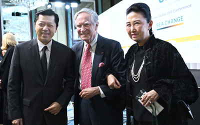 (L-R) Suphachai Chearavanont, CEO, Charoen Pokphand Group, Chairman of the Executive Committee, True Corporation; Christopher Forbes, Vice Chairman, Forbes Media; Varnnee Chearavanont Ross, Founder, Director, Concordian International School