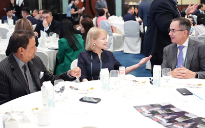 (L-R) Binod K. Chaudhary, Chairman, CG Corp Global; Diane Brady, Assistant Managing Editor, Forbes Media; Sabin M. Aboitiz, President & CEO, Aboitiz Group